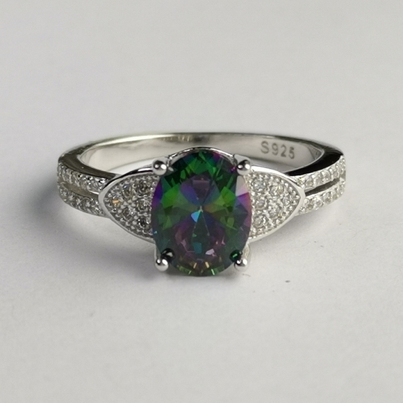 Mystic Topaz cz ring in Sterling Silver size 8 🆕 - Picture 3 of 6